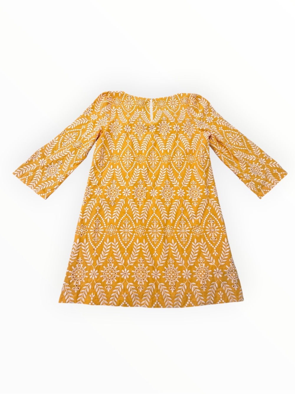 ANN TAYLOR Yellow Floral Embroidered V-Neck Mini A Line Dress Resort Travel M - Picture 7 of 11